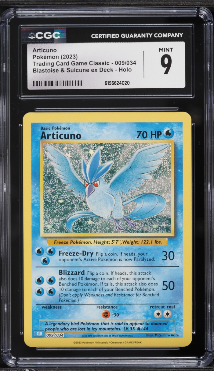 2023 Pokemon TCG Classic Collection Blastoise & Suicune Holo Articuno #9 CGC 9 MINT