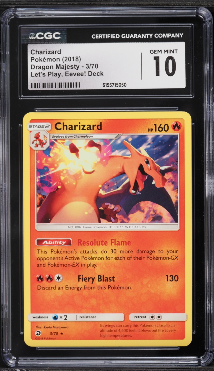 2018 Pokemon Sun & Moon Dragon Majesty Let's Play, Eevee! Deck Charizard #3 CGC 10 GEM MINT