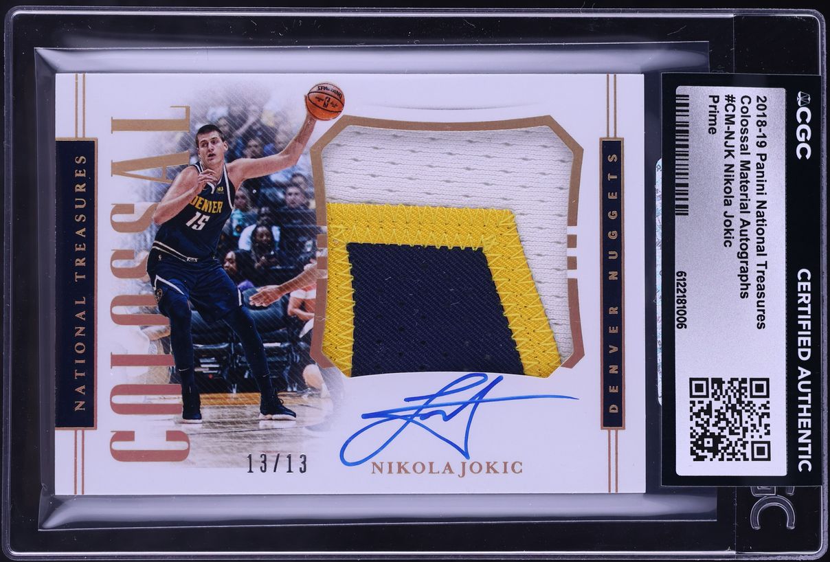 2018 National Treasures Colossal Prime Nikola Jokic PATCH AUTO 13/13 #CM-NJK CGC AUTH