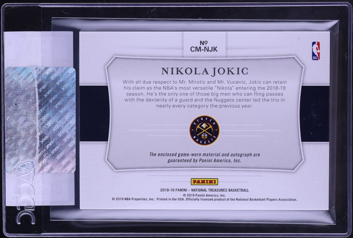 2018 National Treasures Colossal Prime Nikola Jokic PATCH AUTO 13/13 #CM-NJK CGC AUTH