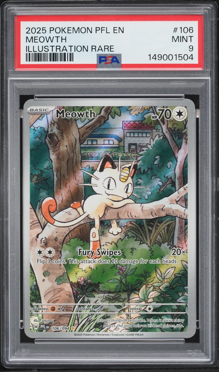 2025 Pokemon Mega Evolution Phantasmal Flames IR Meowth #106 PSA 9 MINT