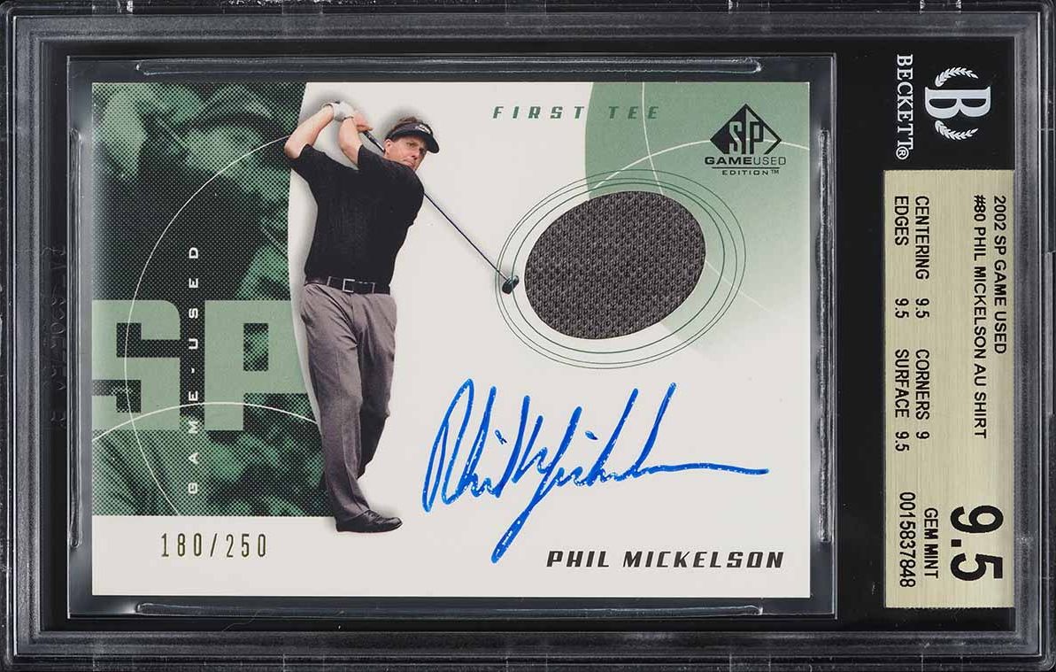 2002 SP Game Used Phil Mickelson ROOKIE PATCH AUTO /250 #80 BGS 9.5 GEM MINT