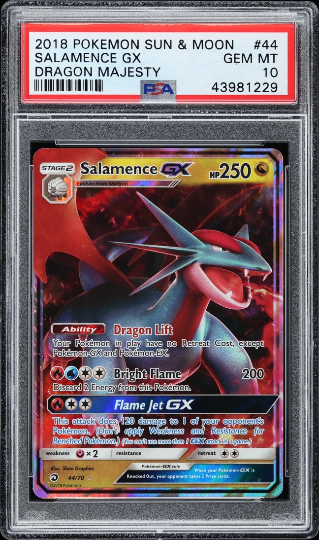 2018 Pokemon Sun & Moon Dragon Majesty Holo Salamence GX #44 PSA 10 GEM MINT