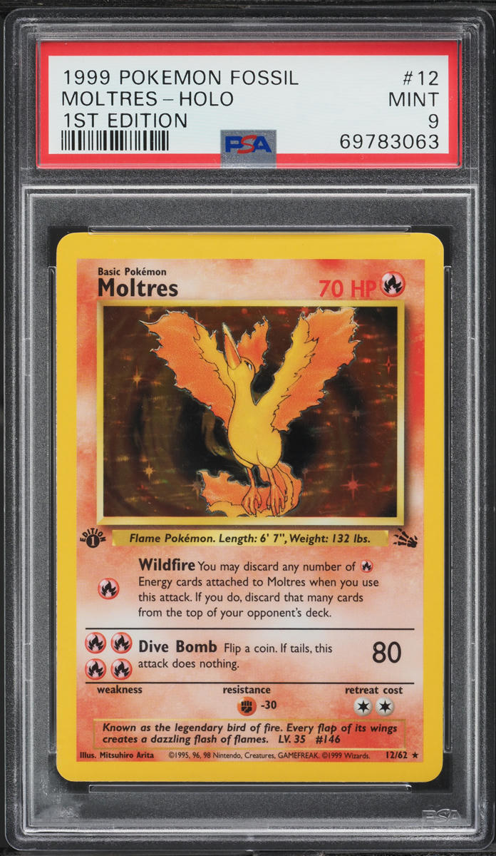 1999 Pokemon Fossil 1st Edition Holo Moltres #12 PSA 9 MINT