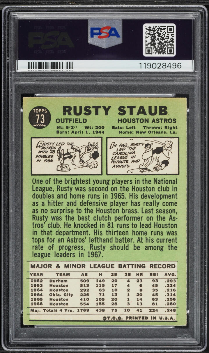 1967 Topps Rusty Staub #73 PSA 5 EX