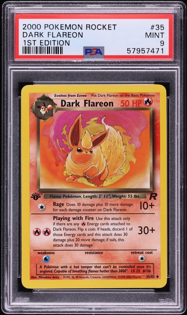 2000 Pokemon Team Rocket 1st Edition Dark Flareon #35 PSA 9 MINT