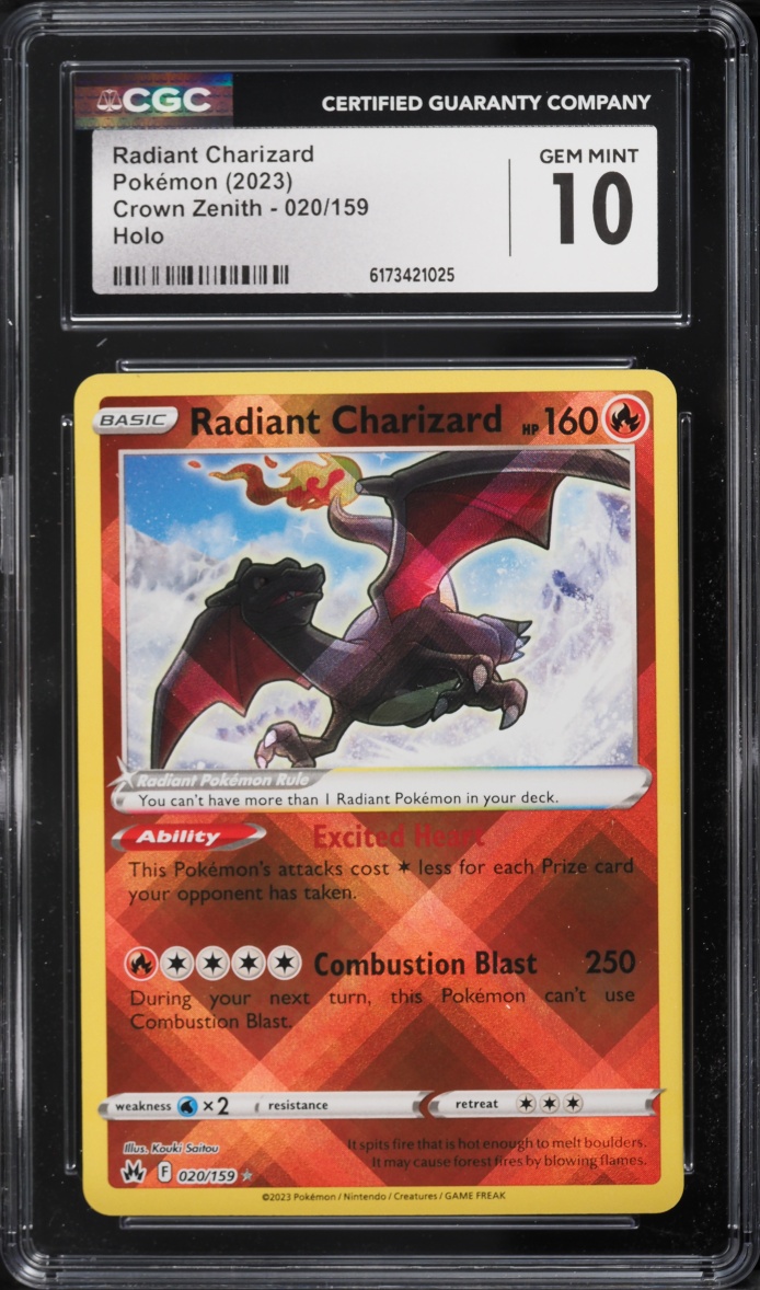 2023 Pokemon Sword & Shield Crown Zenith Holo Radiant Charizard #20 CGC 10 GEM MINT