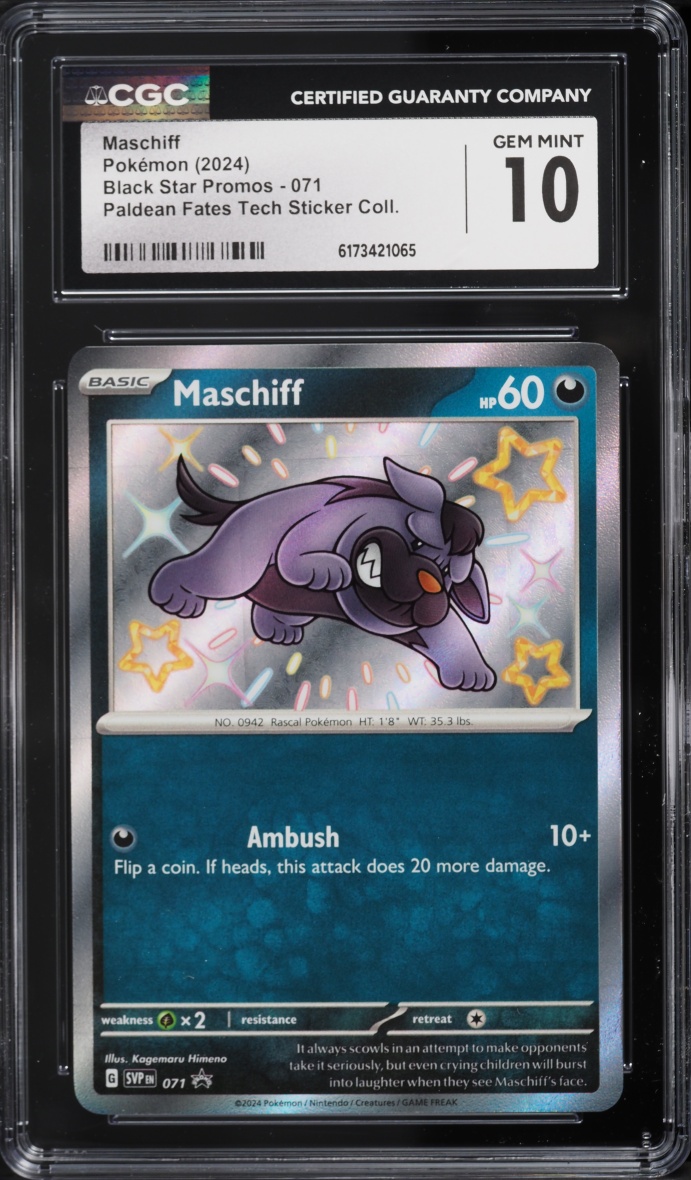 2024 Pokemon Scarlet & Violet Promo Paldean Fates Tech Sticker Shiny Maschiff #71 CGC 10 GEM