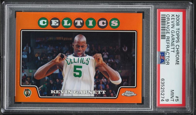 2008 Topps Chrome Orange Refractor Kevin Garnett /499 #5 PSA