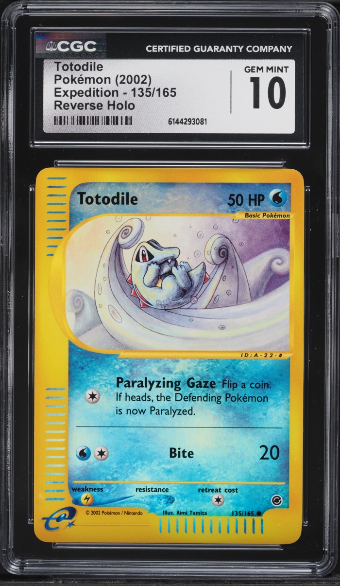 2002 Pokemon Expedition Reverse Holo Totodile #135 CGC 10 GEM MINT