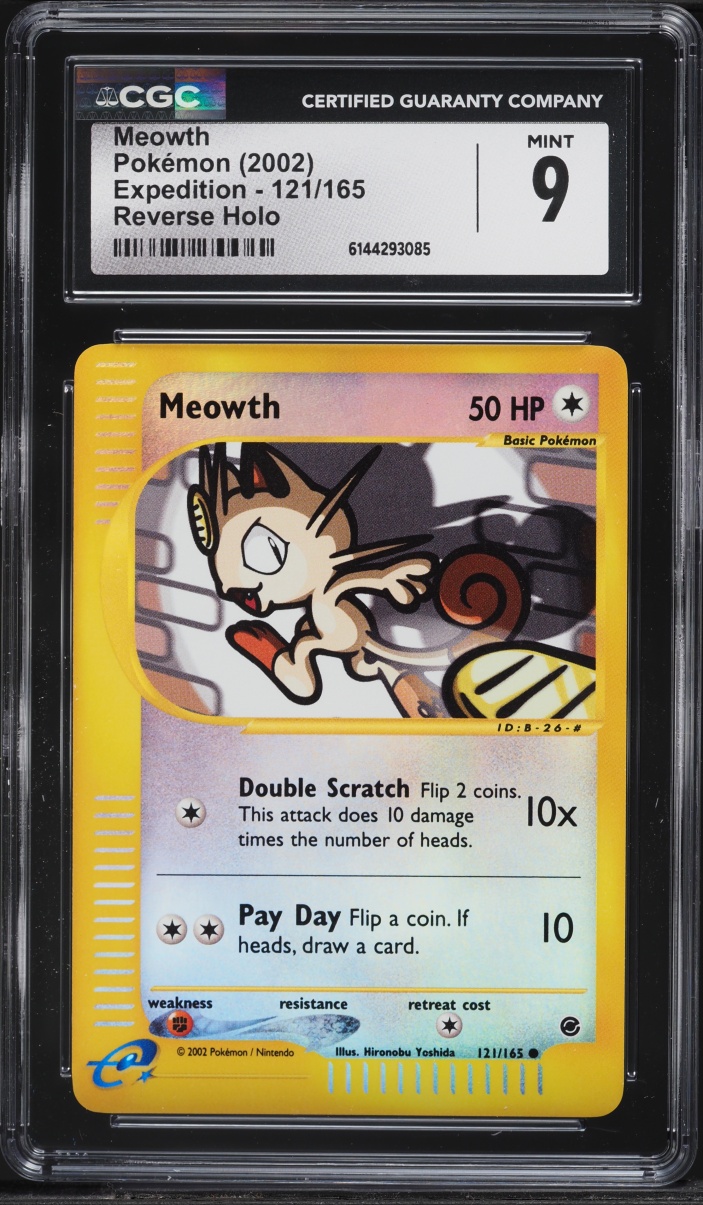 2002 Pokemon Expedition Reverse Holo Meowth #121 CGC 9 MINT