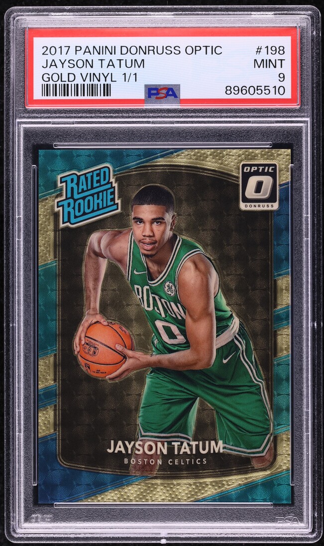 2017 Donruss Optic Gold Vinyl Jayson Tatum ROOKIE 1/1 #198 PSA 9 MINT