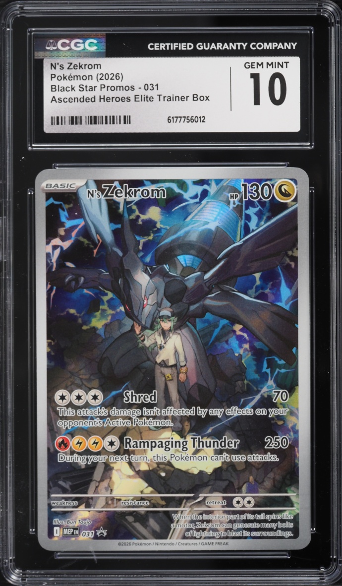 2026 Pokemon Mega Evolution Promo Ascended Heroes ETB Miscut Full Art N's Zekrom #31 CGC 10 GEM