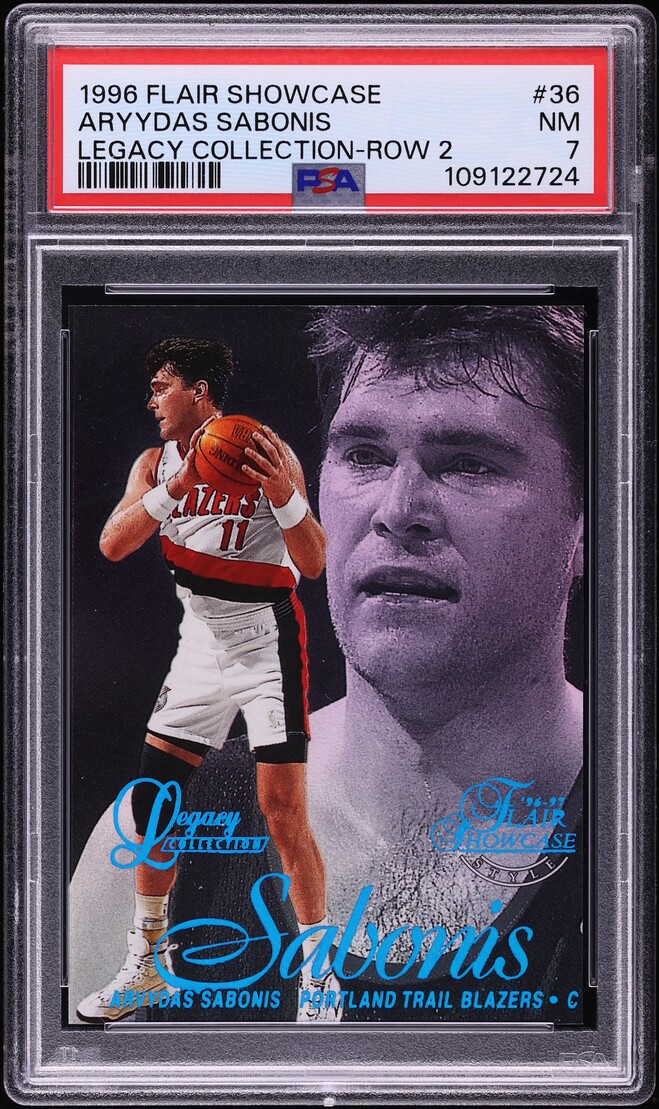 1996 Flair Showcase Legacy Collection Row 2 Arvydas Sabonis /150 #36 PSA 7 NRMT - Photo 1