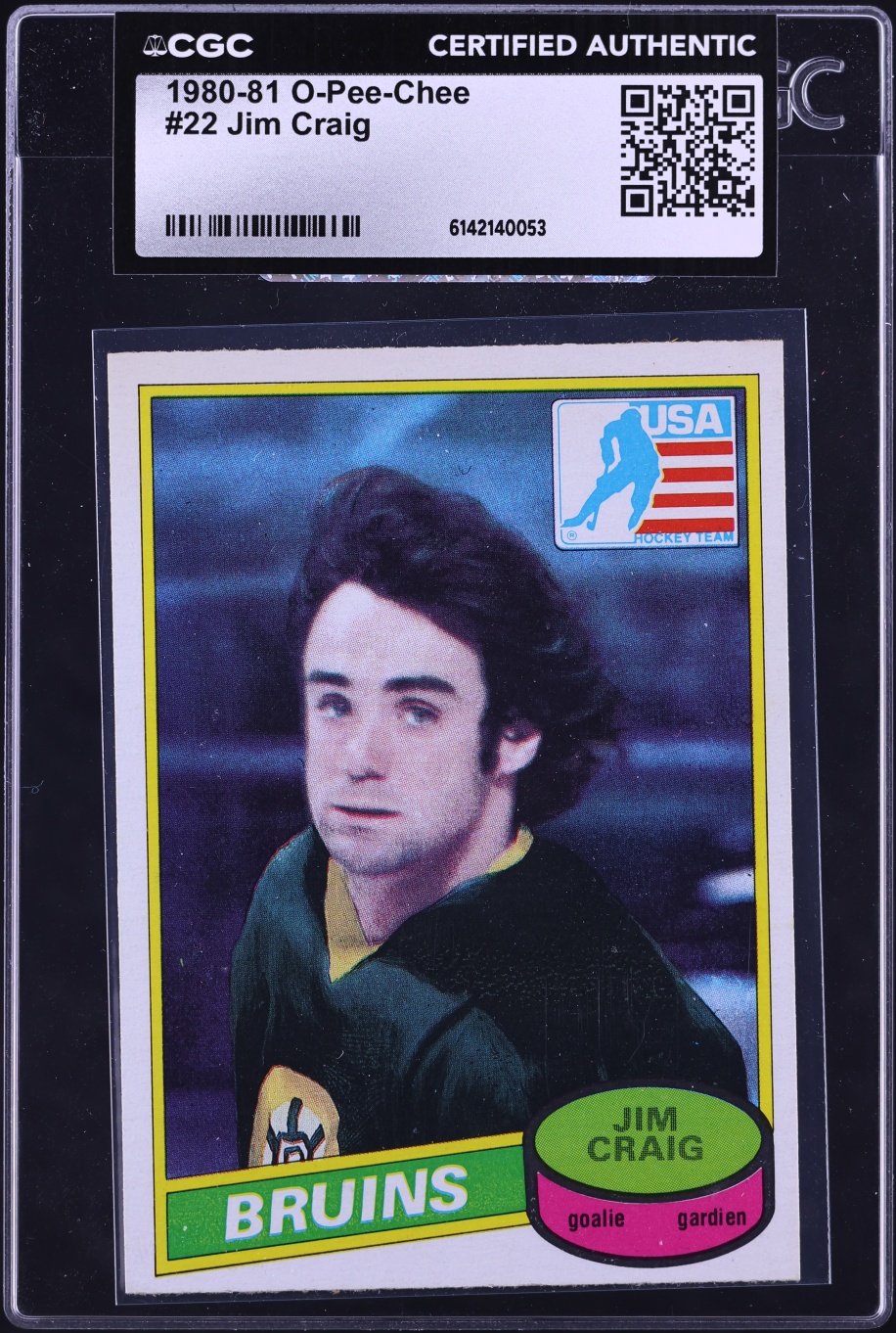 1980 O-Pee-Chee Hockey Jim Craig ROOKIE #22 CGC AUTH
