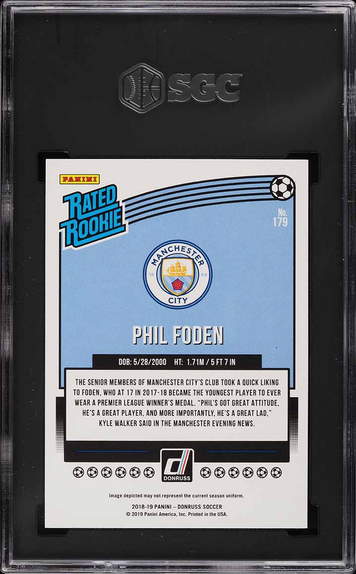2018 Donruss Soccer Phil Foden ROOKIE #179 SGC 9.5 MINT+