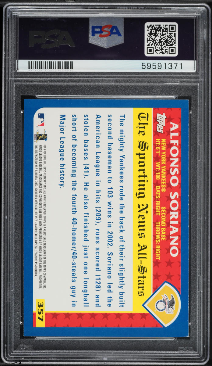 2003 Topps Alfonso Soriano #357 PSA 6 EXMT