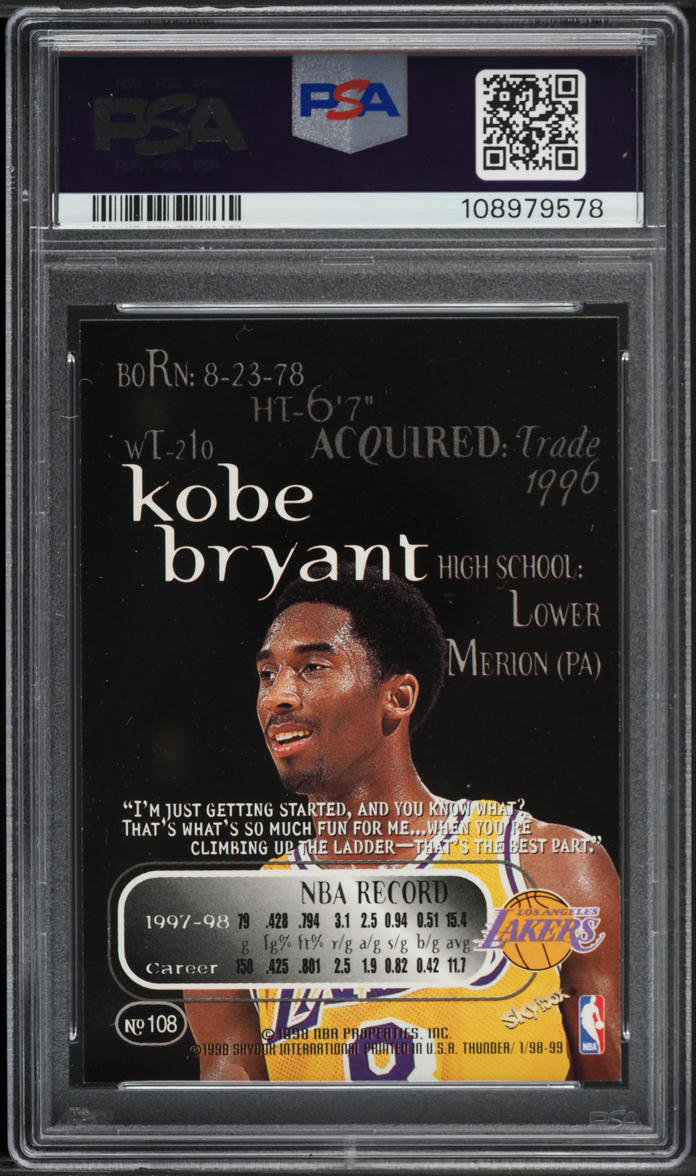 1998 Skybox Thunder Kobe Bryant #108 PSA 8.5 NM-MT+