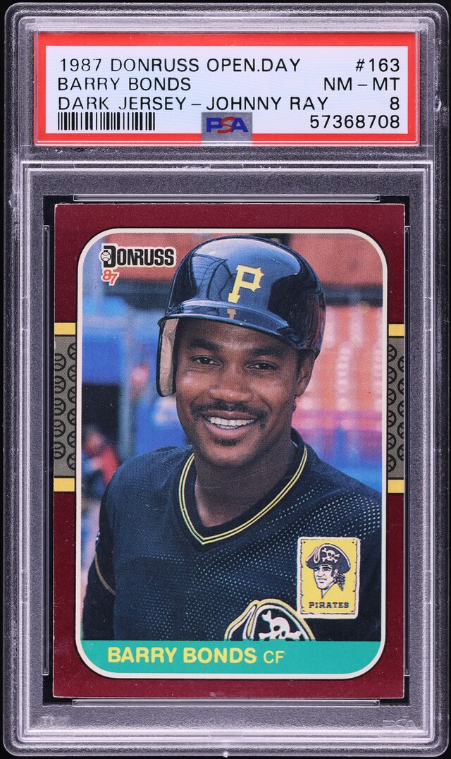 1987 Donruss Opening Day Johnny Ray Barry Bonds ROOKIE, DARK JERSEY #163 PSA 8 NM-MT