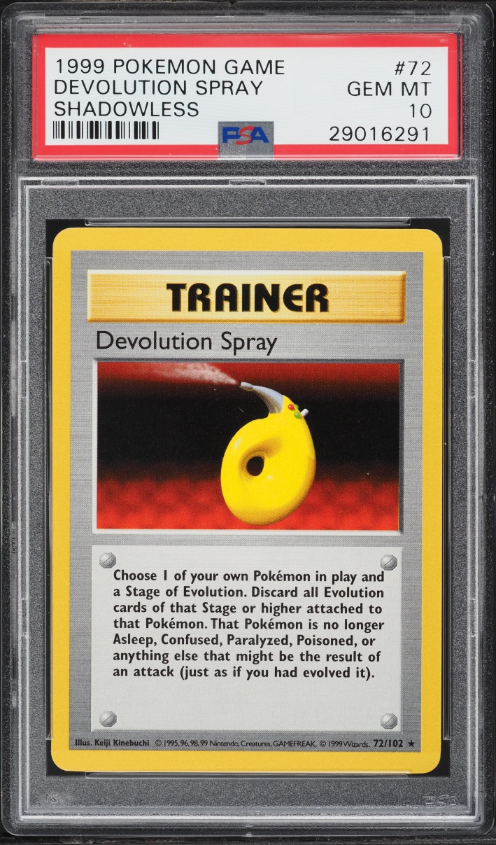 1999 Pokemon Base Set Shadowless Devolution Spray #72 PSA 10 GEM MINT
