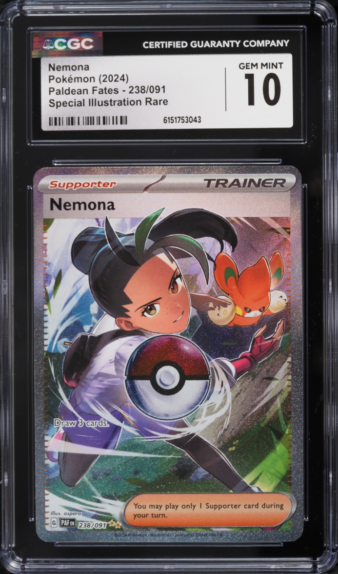 2024 Pokemon Scarlet & Violet Paldean Fates SIR Nemona #238 CGC 10 GEM MINT