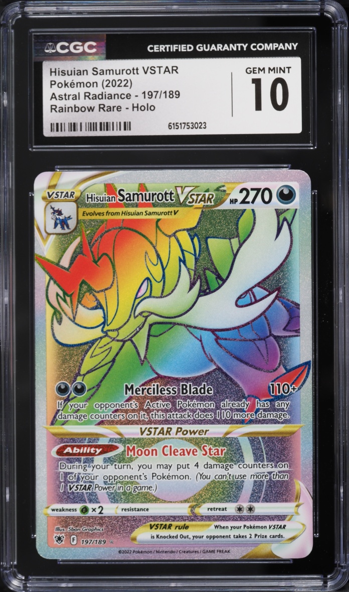 2022 Pokemon SWSH Astral Radiance Rainbow Rare Hisuian Samurott VSTAR #197 CGC 10 GEM MINT
