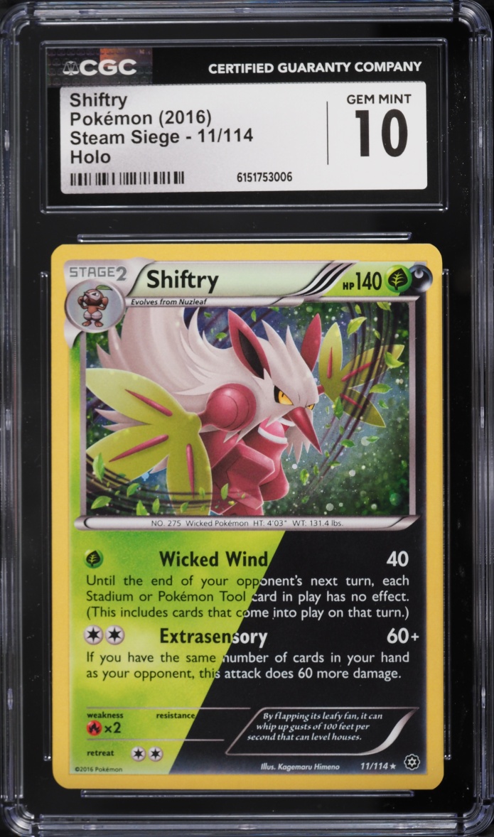 2016 Pokemon XY Steam Siege Holo Shiftry #11 CGC 10 GEM MINT