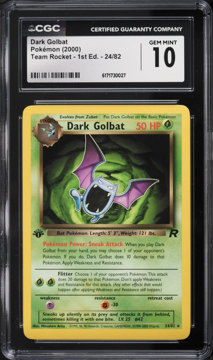 2000 Pokemon Team Rocket 1st Edition Dark Golbat #24 CGC 10 GEM MINT