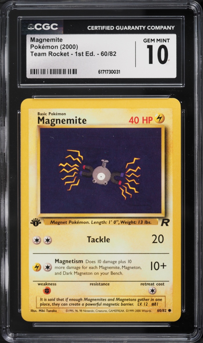 2000 Pokemon Team Rocket 1st Edition Magnemite #60 CGC 10 GEM MINT