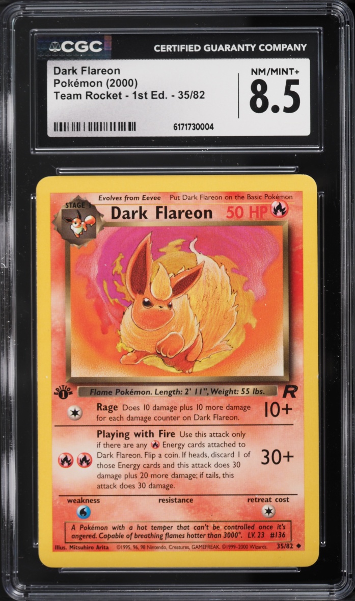 2000 Pokemon Team Rocket 1st Edition Dark Flareon #35 CGC 8.5 NM-MT+