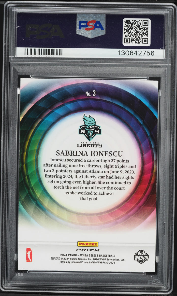 2024 Select WNBA Color Wheel Sabrina Ionescu #3 PSA 10 GEM MINT on ...