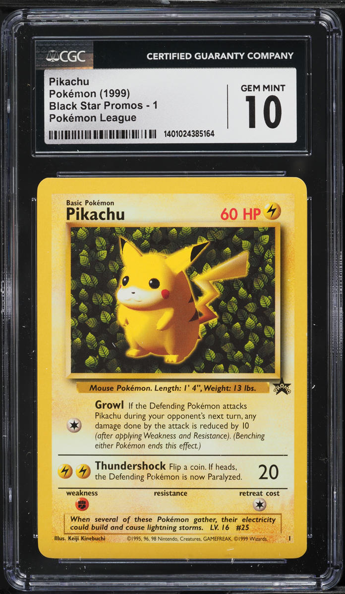 1999 Pokemon League Black Star Promo Pikachu #1 CGC 10 GEM MINT