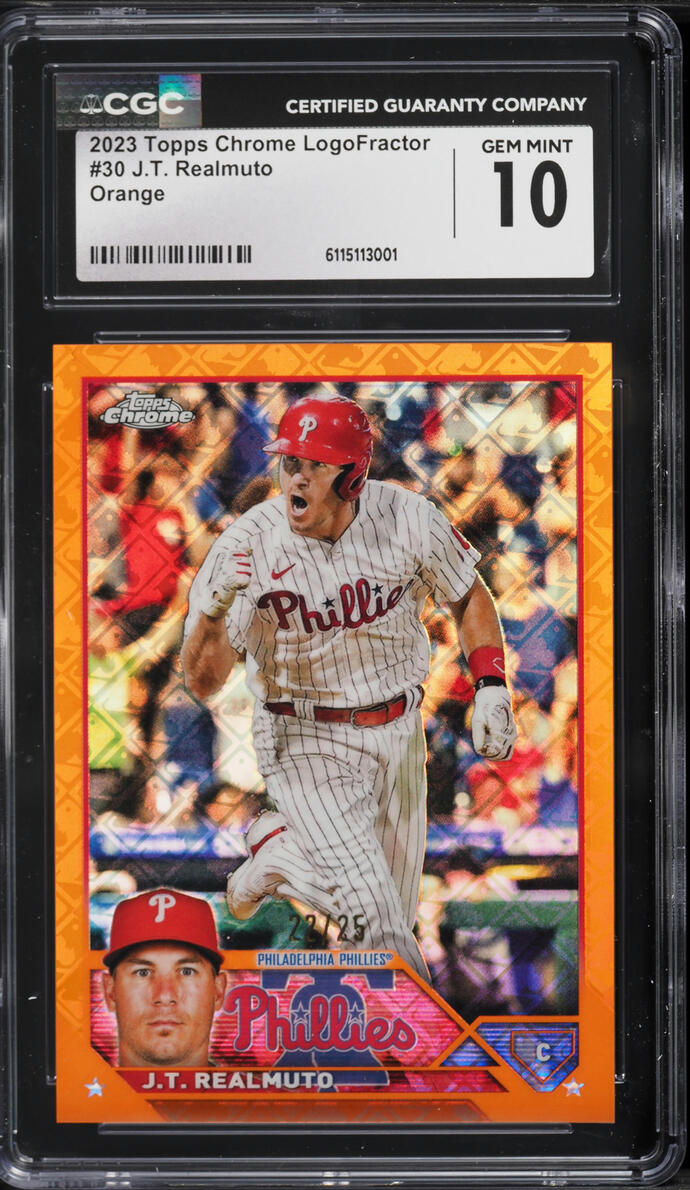 2023 Topps Chrome Logofractor Orange J.T. Realmuto /25 #30 CGC 10 GEM MINT