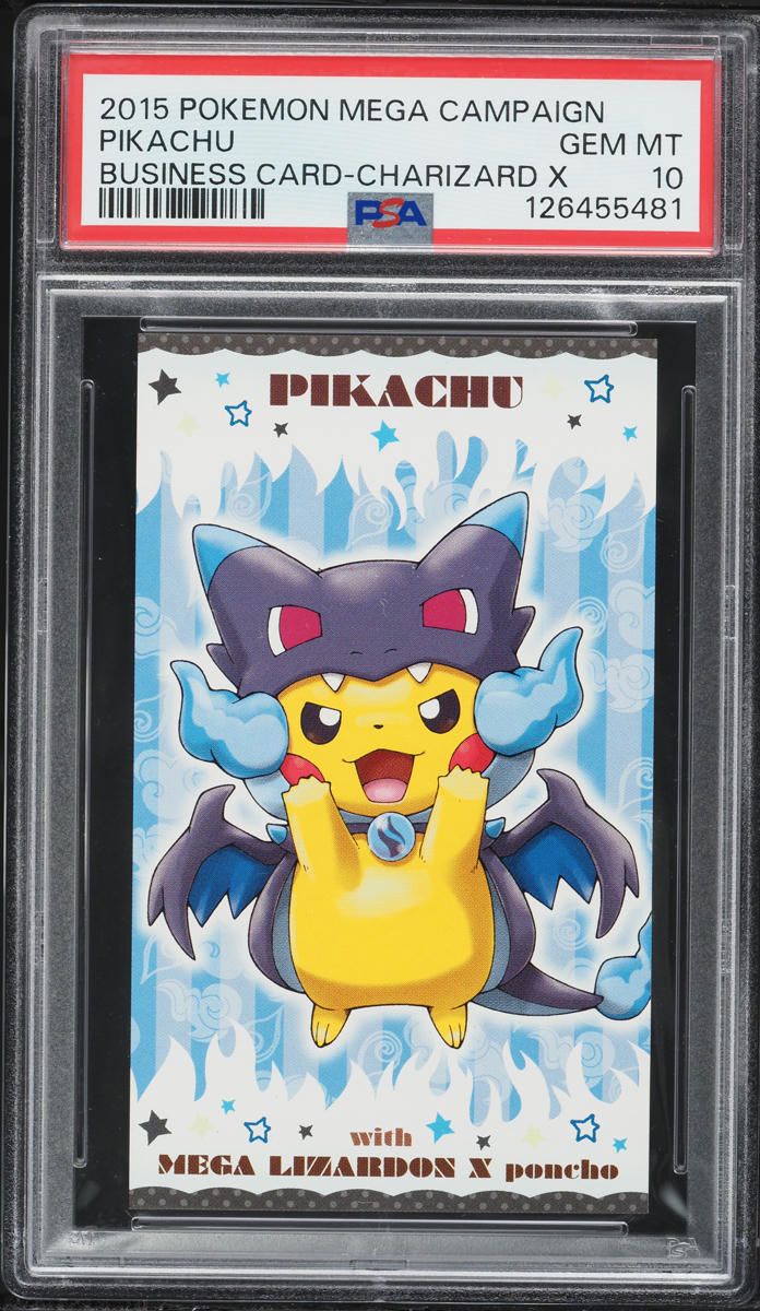 2015 Pokemon Japanese XY Promo MC Business Card Mega Charizard X Poncho Pikachu PSA 10 GEM MINT