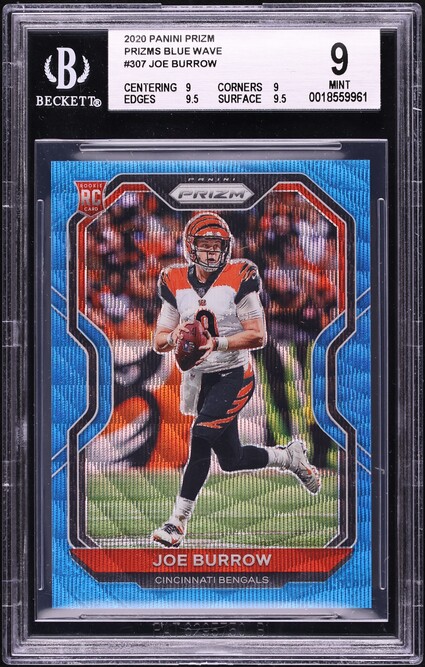 graded joe burrow rookie card 2020 Panini Prizm #307  All In Autographs Joe Burrow Autographed 2020 Panini
