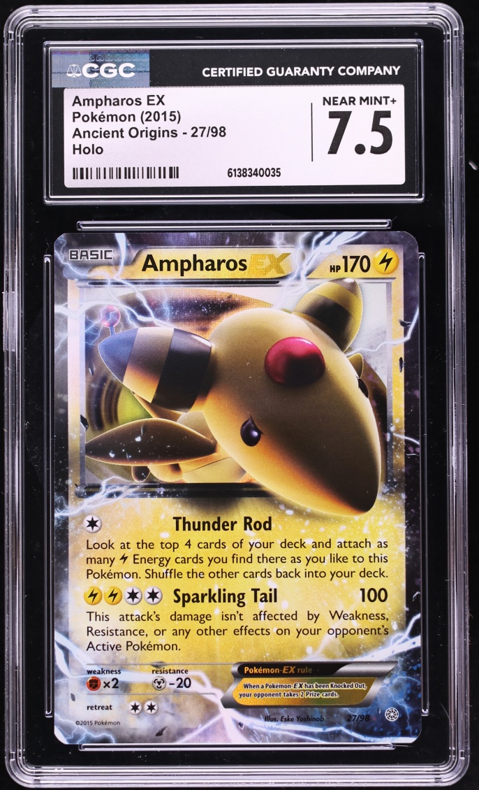 2015 Pokemon XY Ancient Origins Holo Ampharos EX #27 CGC 7.5 NRMT+