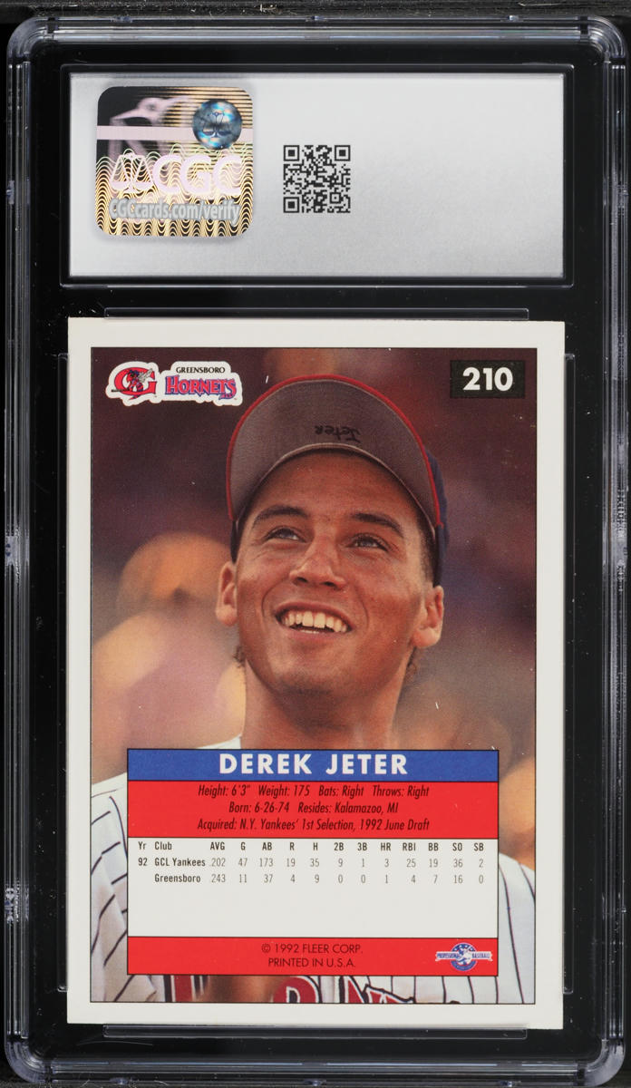 1992 Fleer Excel Derek Jeter ROOKIE #210 CGC 8 NM-MT