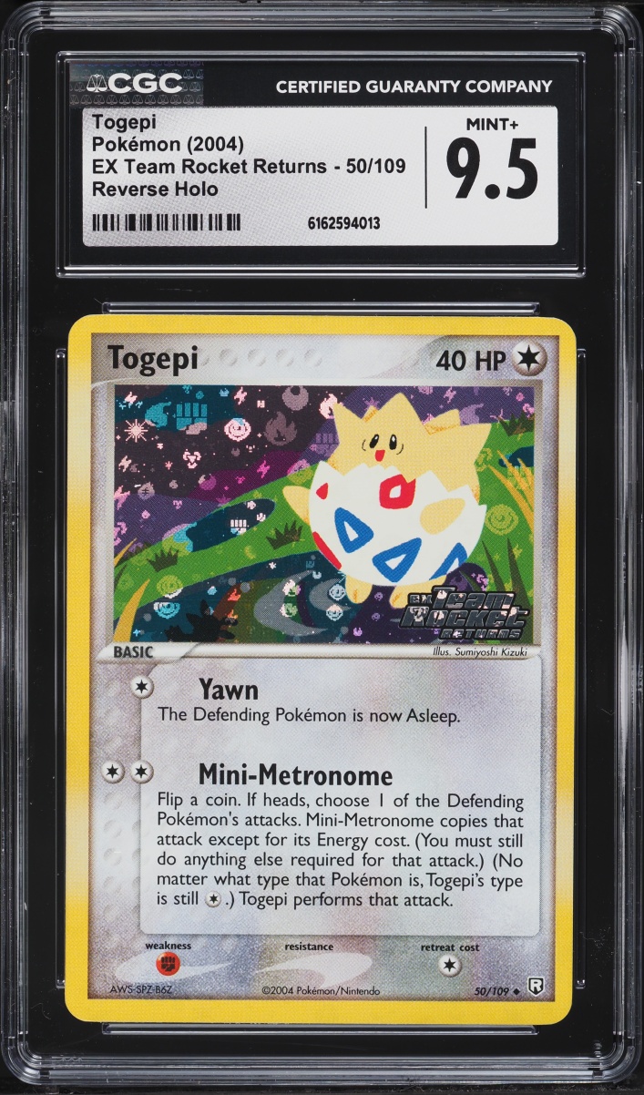 2004 Pokemon EX Team Rocket Returns Reverse Holo Togepi #50 CGC 9.5 MINT+