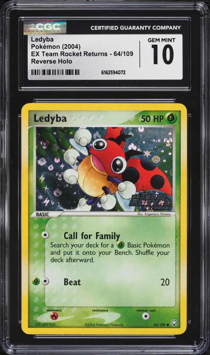 2004 Pokemon EX Team Rocket Returns Reverse Holo Ledyba #64 CGC 10 GEM MINT