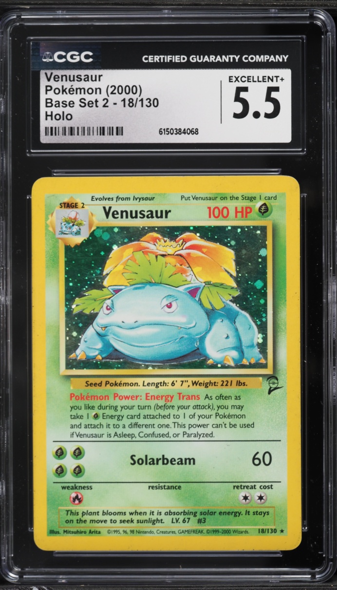 2000 Pokemon Base Set 2 Holo Venusaur #18 CGC 5.5 EX+