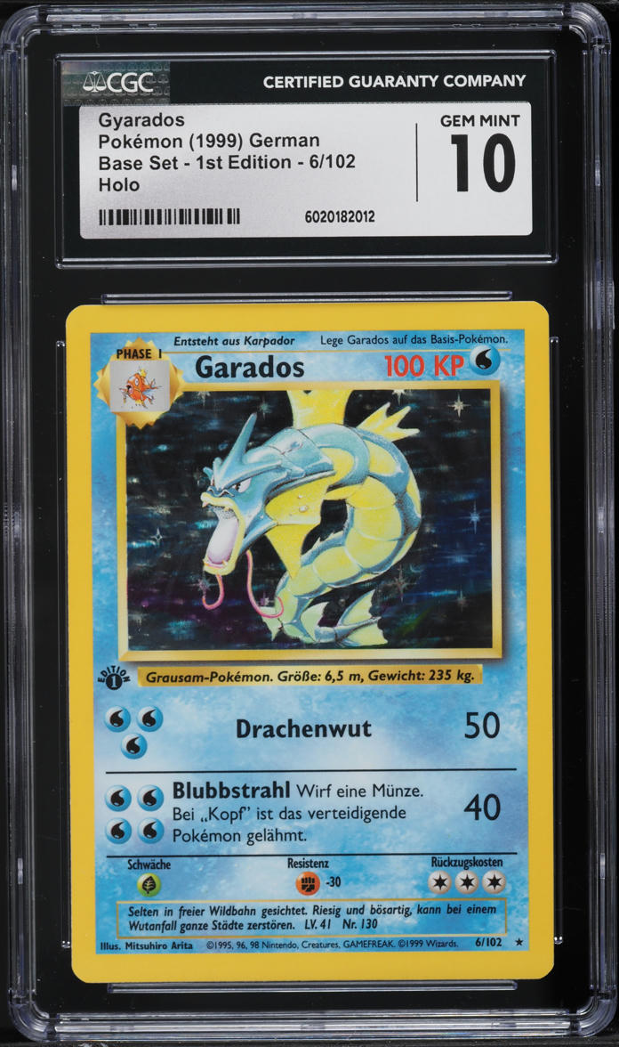 1999 Pokemon German Base Set 1st Edition Holo Gyarados #6 CGC 10 GEM MINT