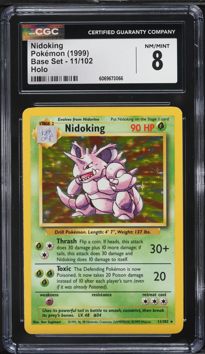 1999 Pokemon Base Set Holo Nidoking #11 CGC 8 NM-MT