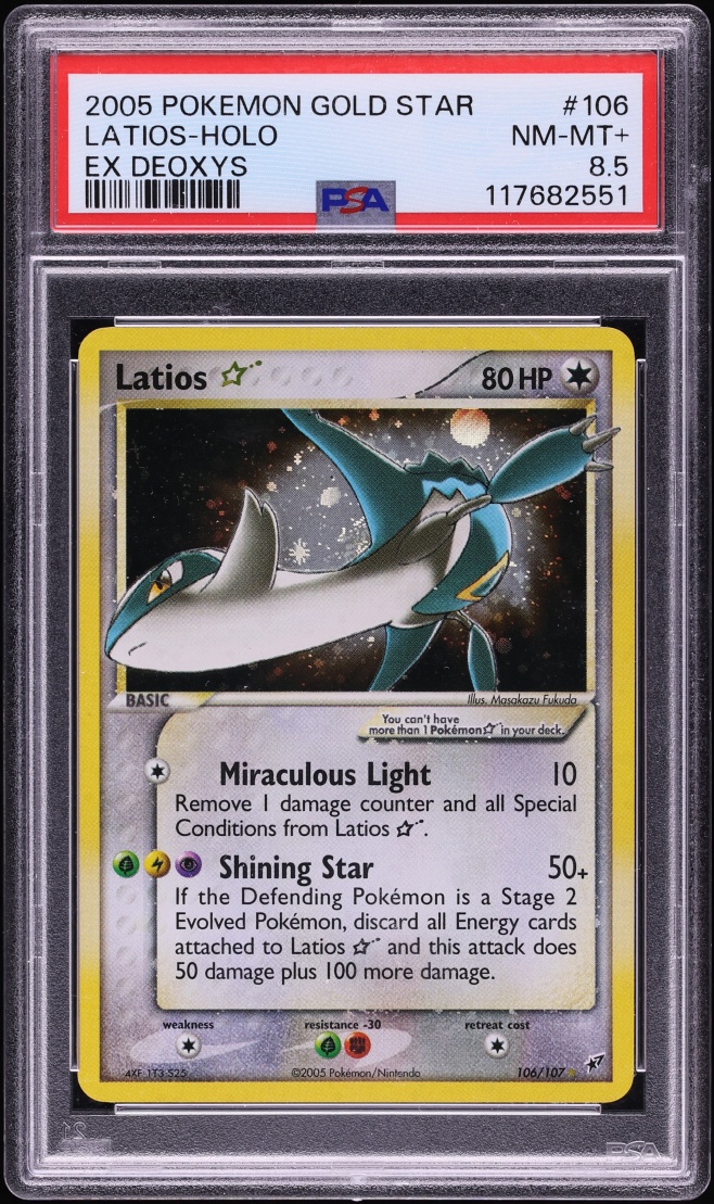 2005 Pokemon EX Deoxys Holo Latios Gold Star #106 PSA 8.5 NM-MT+
