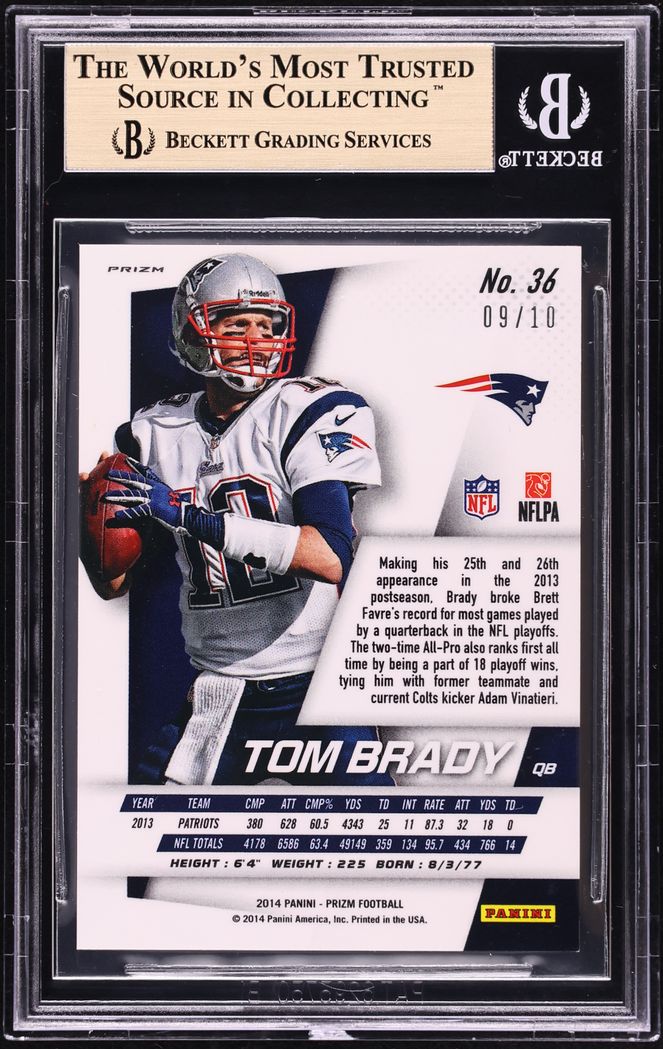 2014 Panini Prizm Gold Tom Brady /10 #36 BGS 9.5 GEM MINT