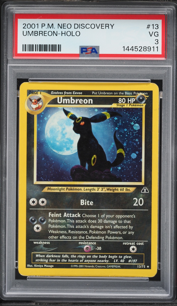 2001 Pokemon Neo Discovery Holo Umbreon #13 PSA 3 VG