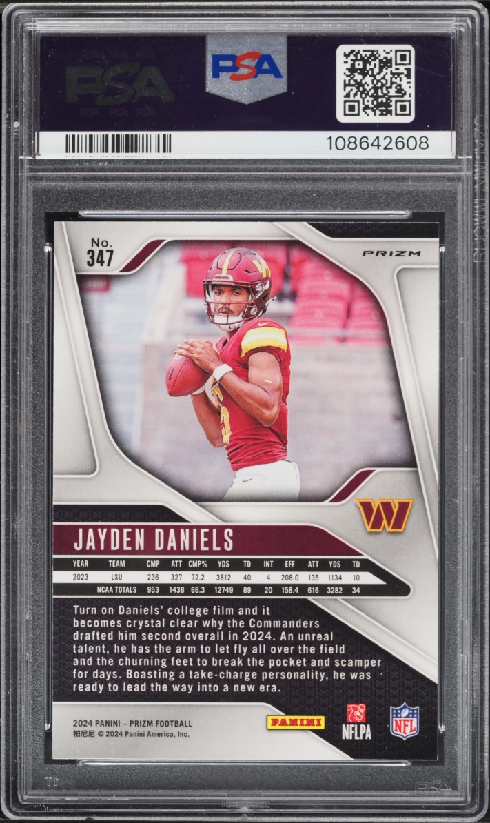 2024 Panini Prizm Disco Jayden Daniels ROOKIE #347 PSA 10 GEM MINT