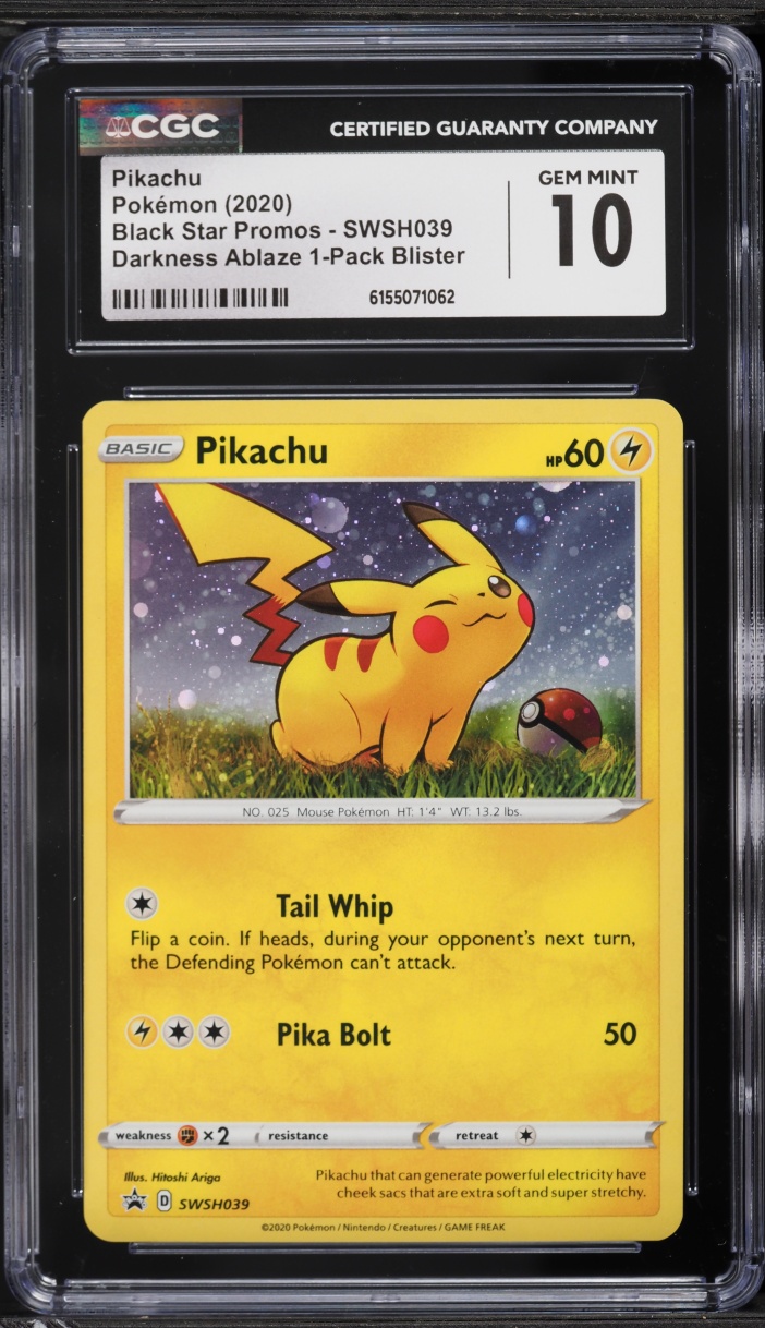 2020 Pokemon Sword & Shield Promo Darkness Ablaze Holo Pikachu #SWSH039 CGC 10 GEM MINT