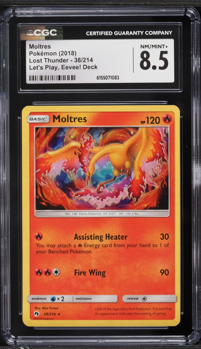 2018 Pokemon Sun & Moon Lost Thunder Let's Play Eevee! Deck Moltres #38 CGC 8.5 NM-MT+