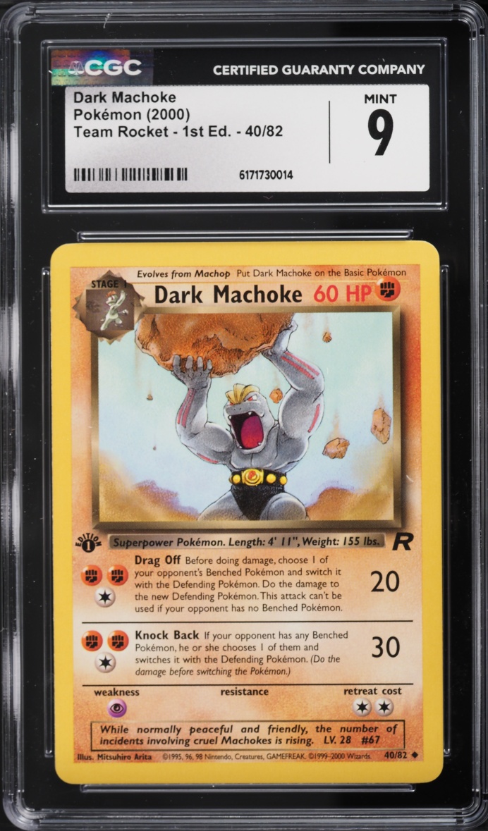 2000 Pokemon Team Rocket 1st Edition Dark Machoke #40 CGC 9 MINT