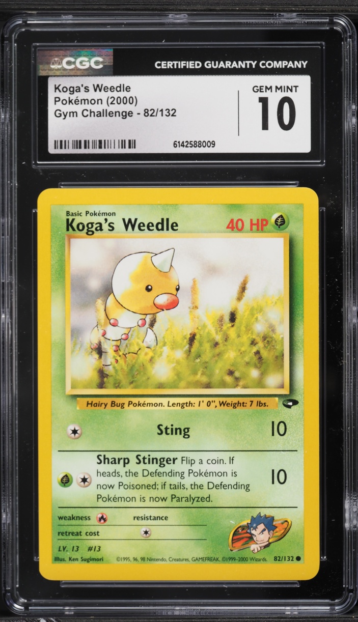 2000 Pokemon Gym Challenge Koga's Weedle #82 CGC 10 GEM MINT